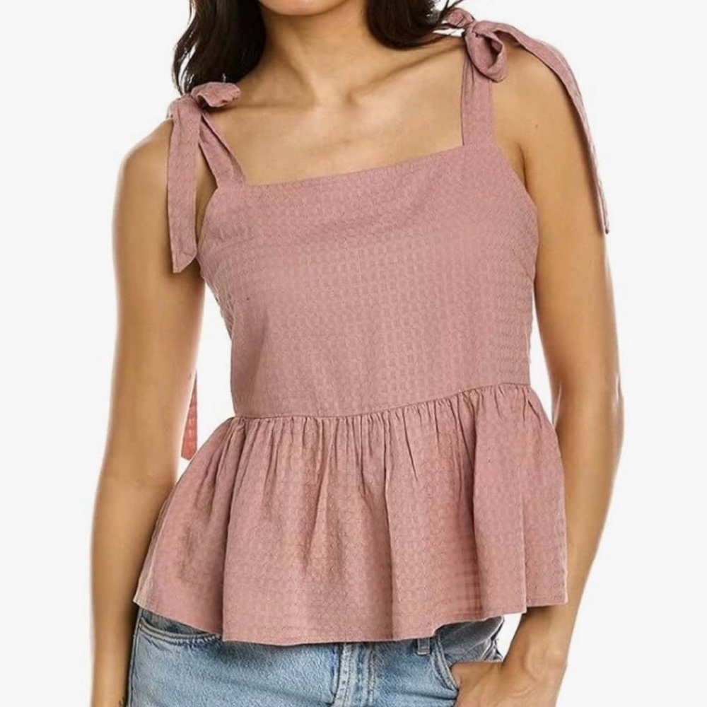 Madewell Dusty Rose Tie-Strap Smocked Blouse | NWT